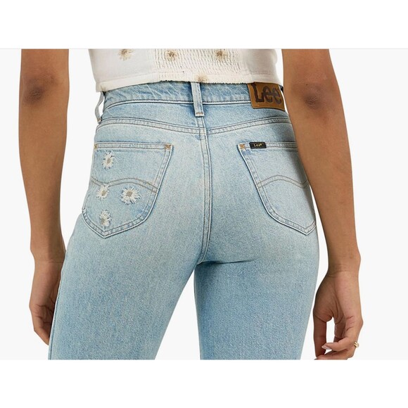 LEE Daisy 32M x 32L High Rise Flared Leg Light Wash Jeans boho 70s bell bottoms - Picture 3 of 10